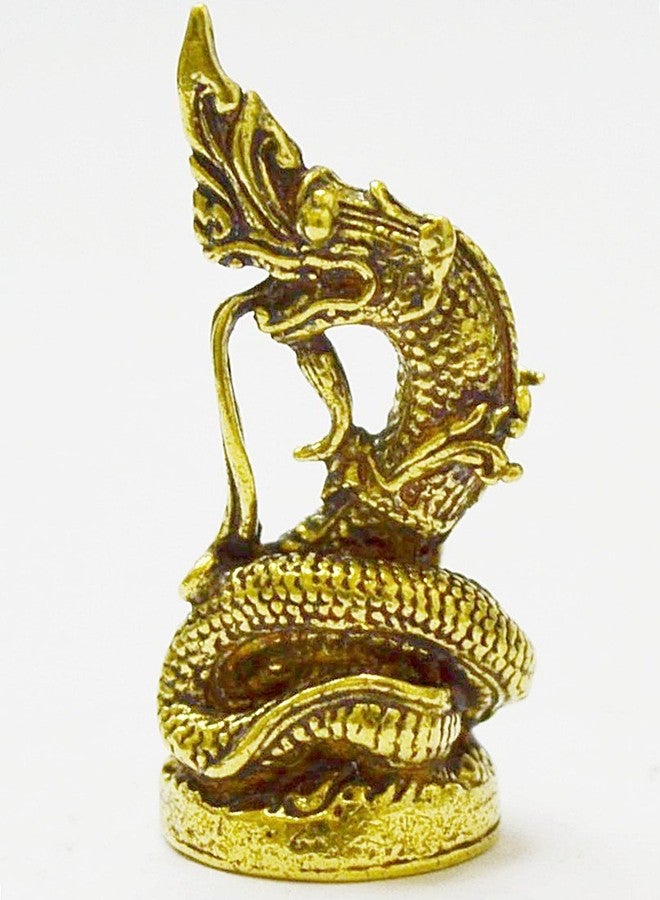 WitnyStore Tiny 1¼" Brass Buddha Staute Power Naga Mini Statue Animistic Fertility Symbol Traditional Thai Belief Amulet Miniature Collectible Figurines - Image 2